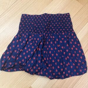 Express Navy and Red Floral Skirt